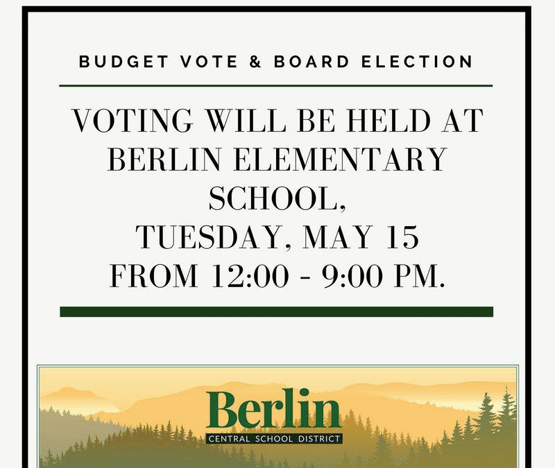 Budget Vote and Board Election to be Held May 15