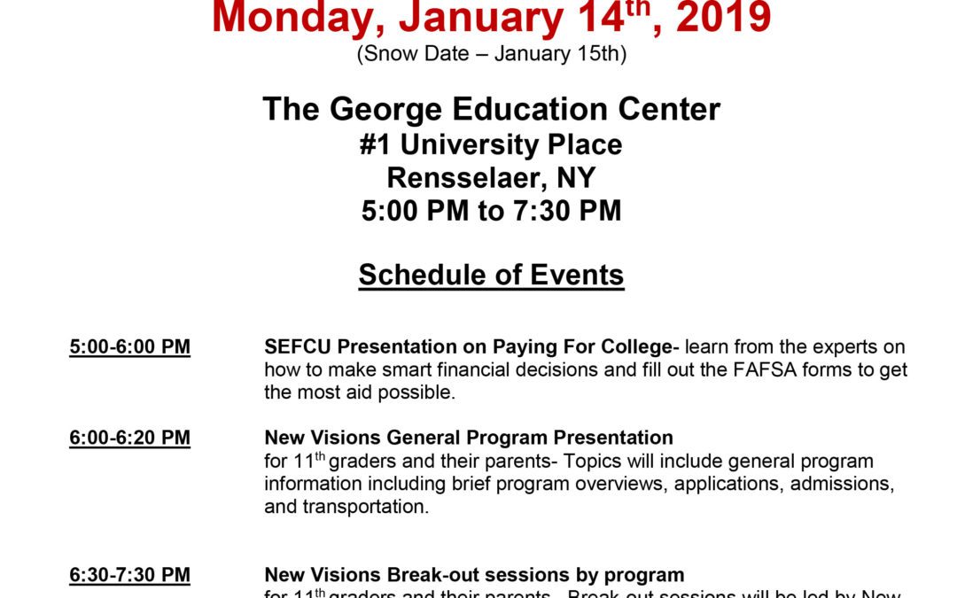 New Visions Open House – January 14th