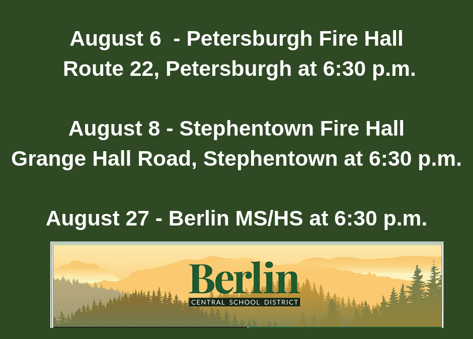 Berlin CSD to Host Community Meetings on Change to MS/HS Start time & Transportation/Bus Run Changes