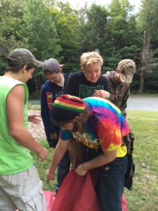 Students do team-building activities