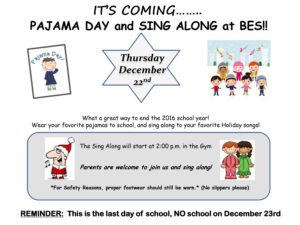 Photo of PJ Day flyer with kids on flyer
