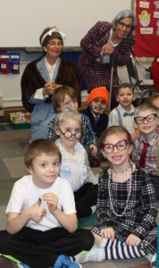 Kindergarten students dressed as 100 year olds