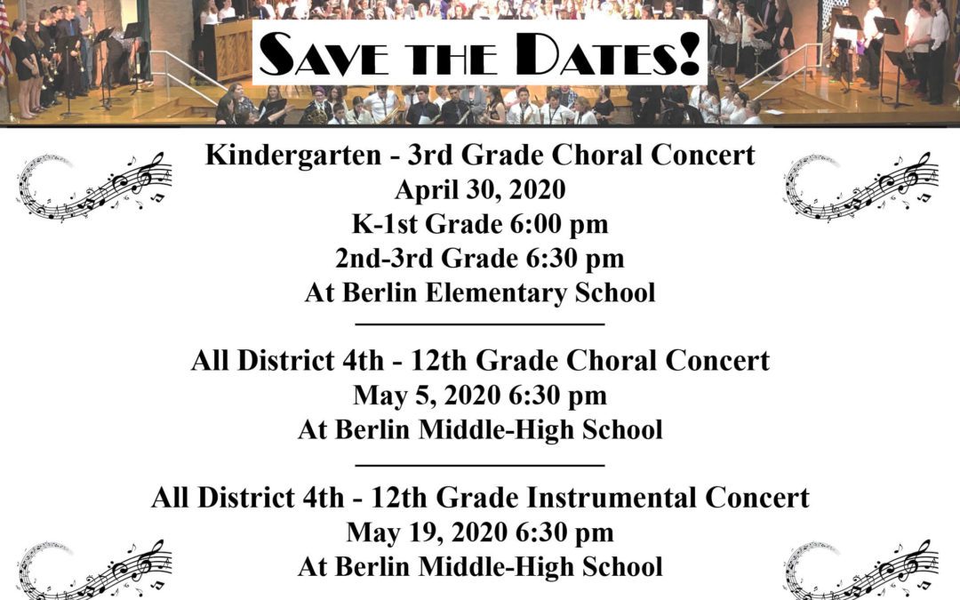 BCSD Spring Concerts Dates
