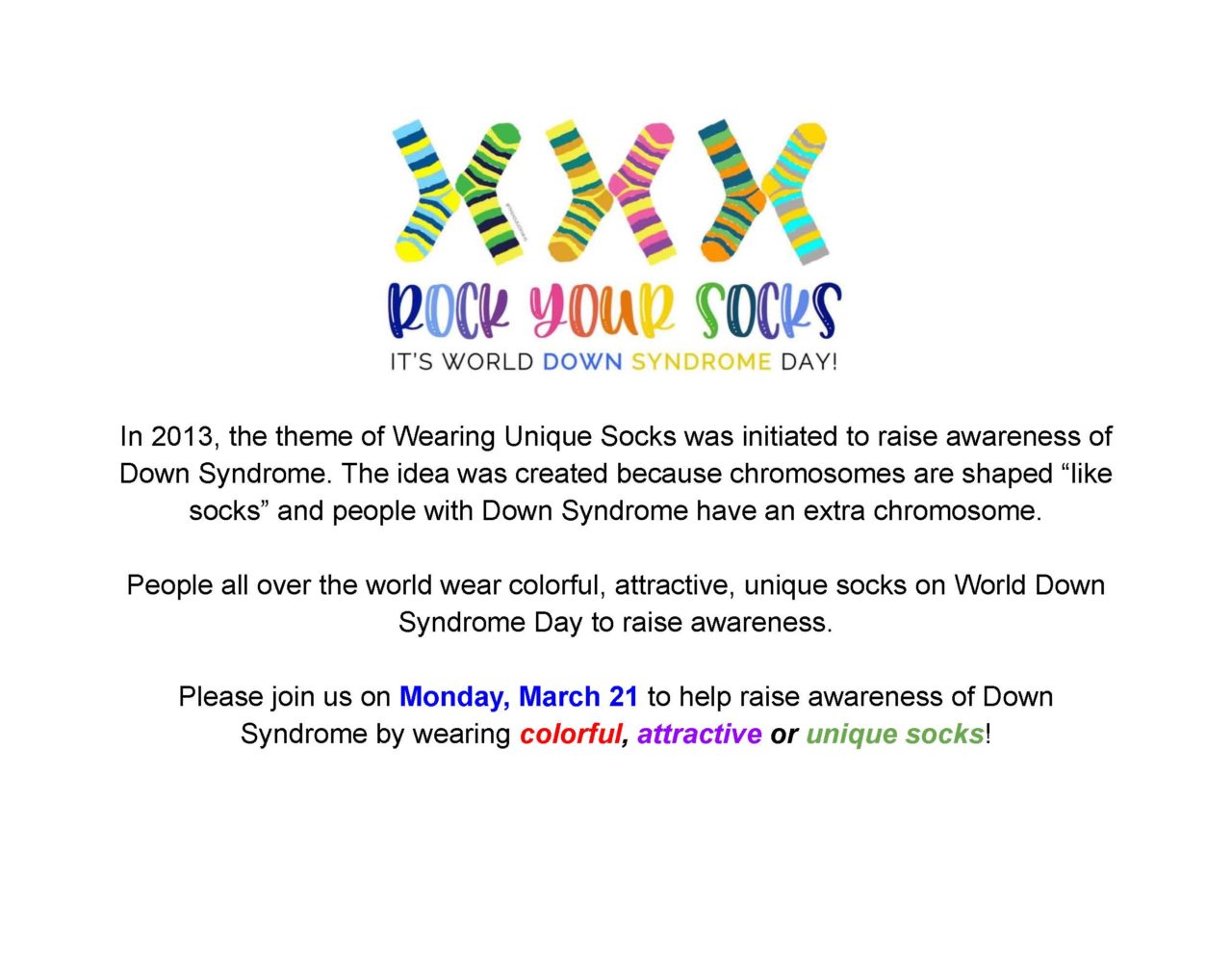 Rock Your Socks To Raise Awareness on March 21st Berlin Central
