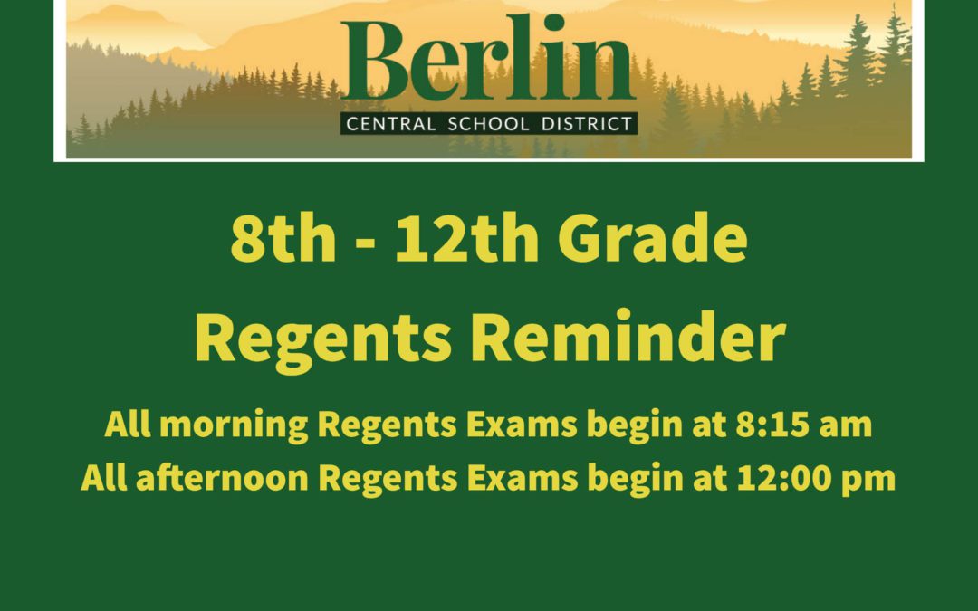 Principal Brownell’s End of School Year Letter and BMHS Regents Schedule