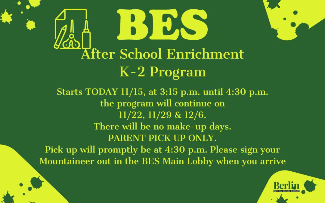 K-2 After School Enrichment Starts TODAY