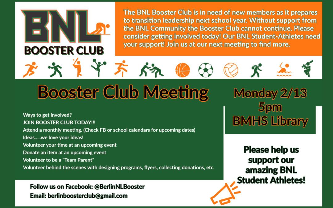BNL Booster Club Meeting TODAY at 5 pm