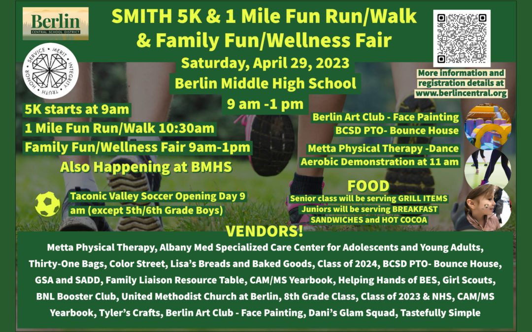 BCSD’s 7th Annual SMITH 5K and Family Fun/Wellness Day 4/29