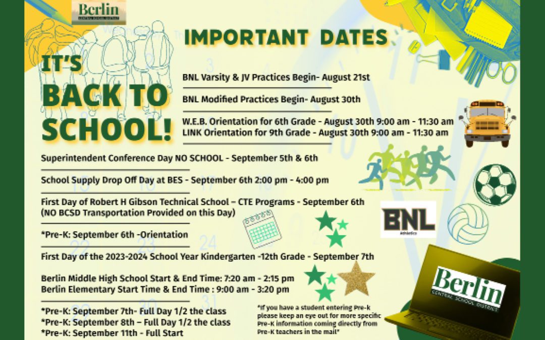 Important Back to School Dates