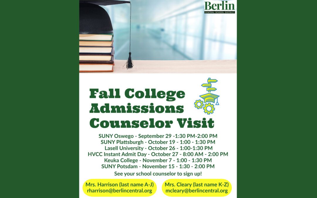 BHS Announces Fall College Admission Counselor Visits