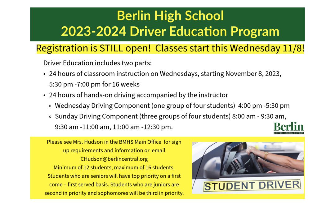 BCSD Announces Driver Education Program