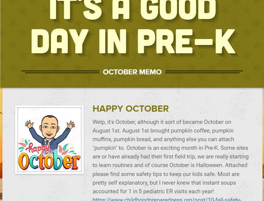 It’s A Good Day in Pre-K Newsletter-October 2023