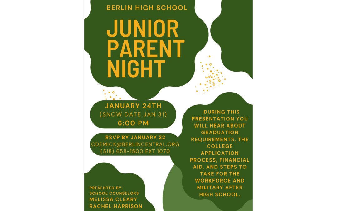 BMHS Counseling Office Reminder: Annual Junior Parent Night 1/24