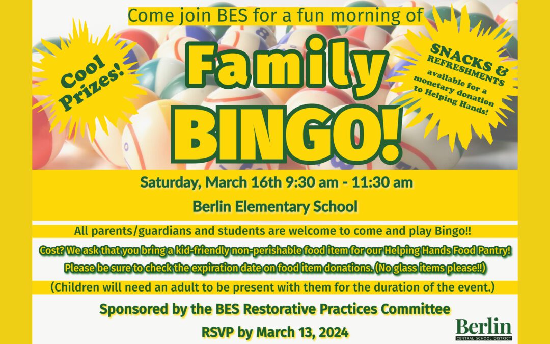Family Bingo Morning at BES 3/16