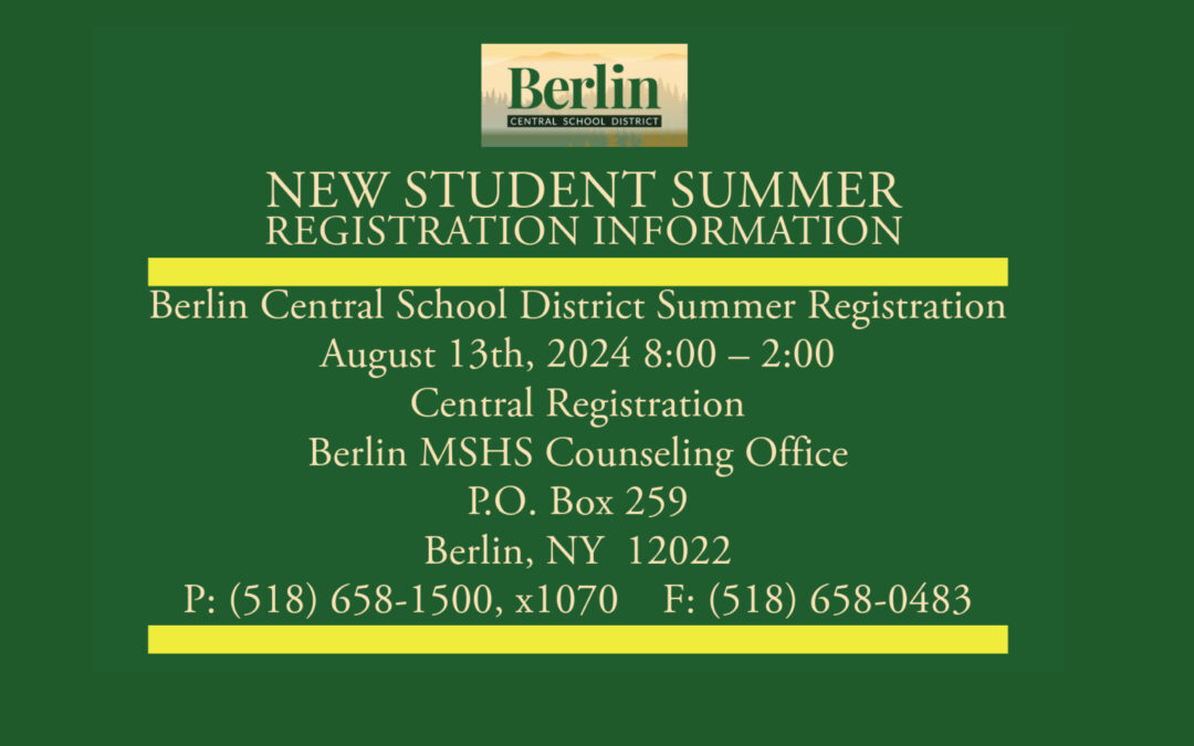 New Student Registration Summer Date 8/13