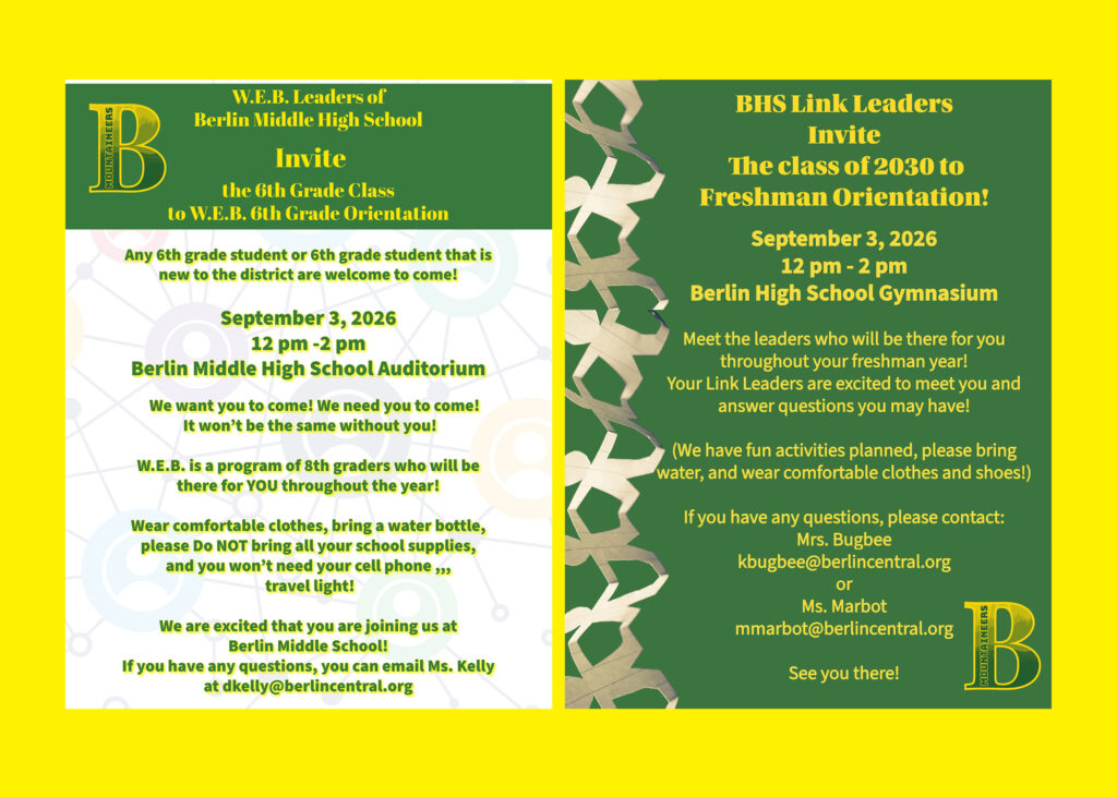6th & 9th Grade WEB and Link Orientation 9/3