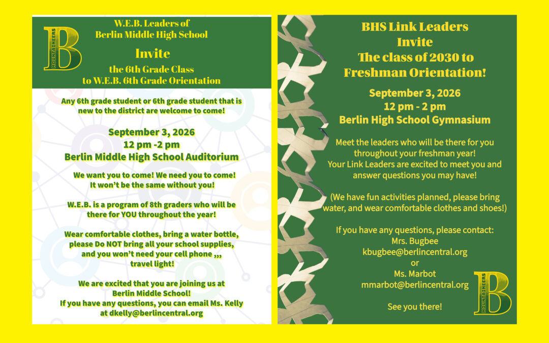 6th & 9th Grade WEB and Link Orientation 9/3