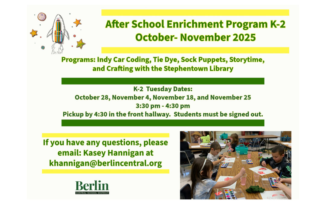 BES After School Enrichment Program for K-2 Starts October 28, 2025