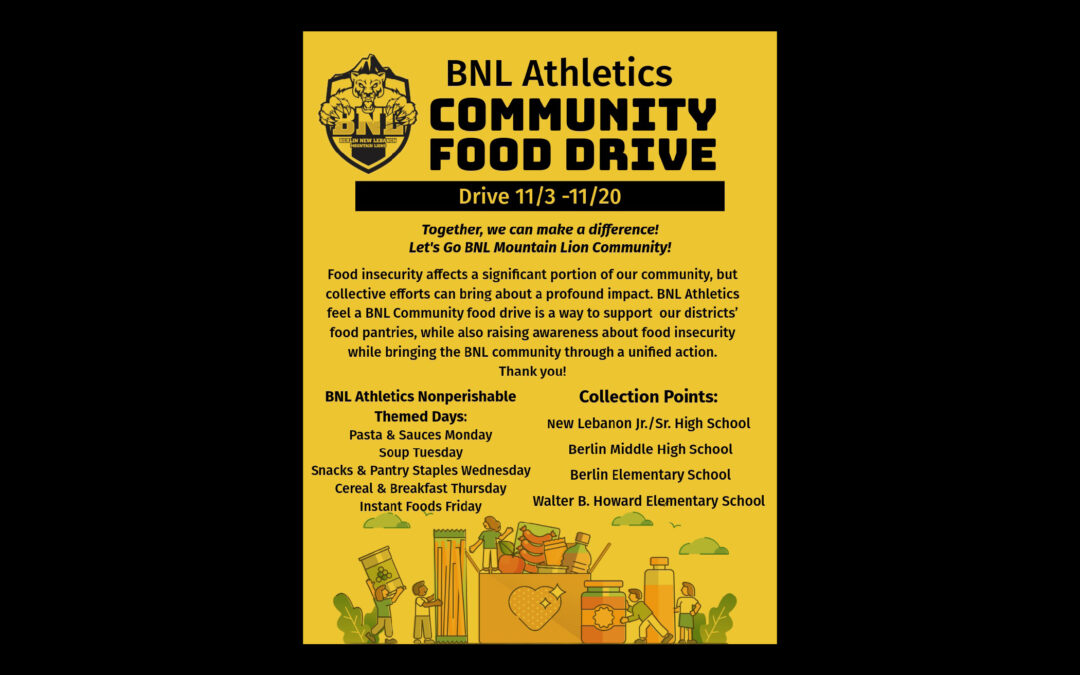 BNL Athletics Hosting a Community Food Drive