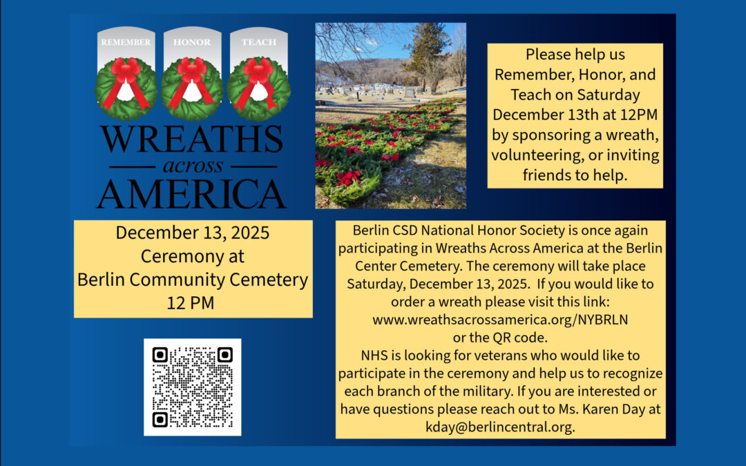 NHS To Hold Wreaths Across America at the Berlin Center Cemetery 12/13