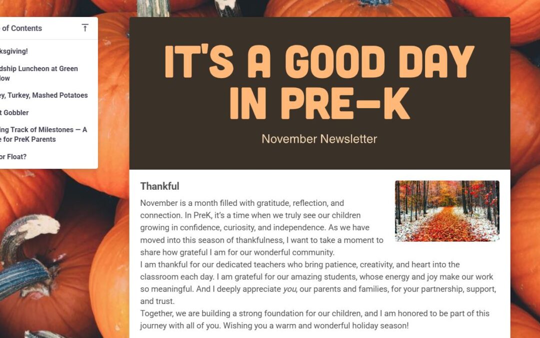 It’s a Good Day in Pre-K Newsletter – November 2025