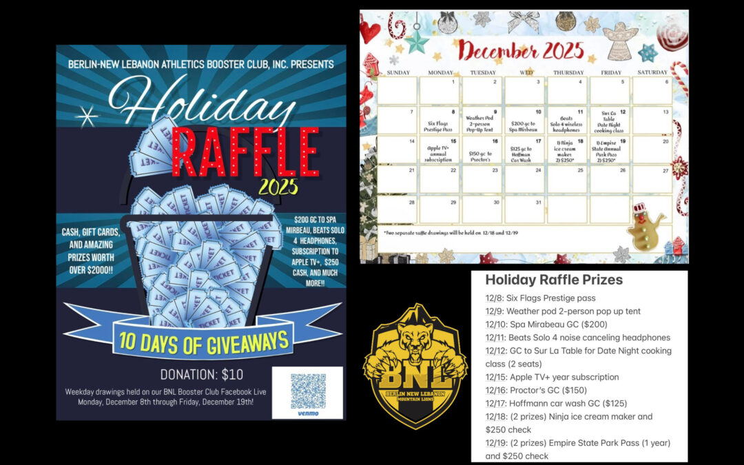BNL Booster Club 2025 Holiday Raffle End 12/7