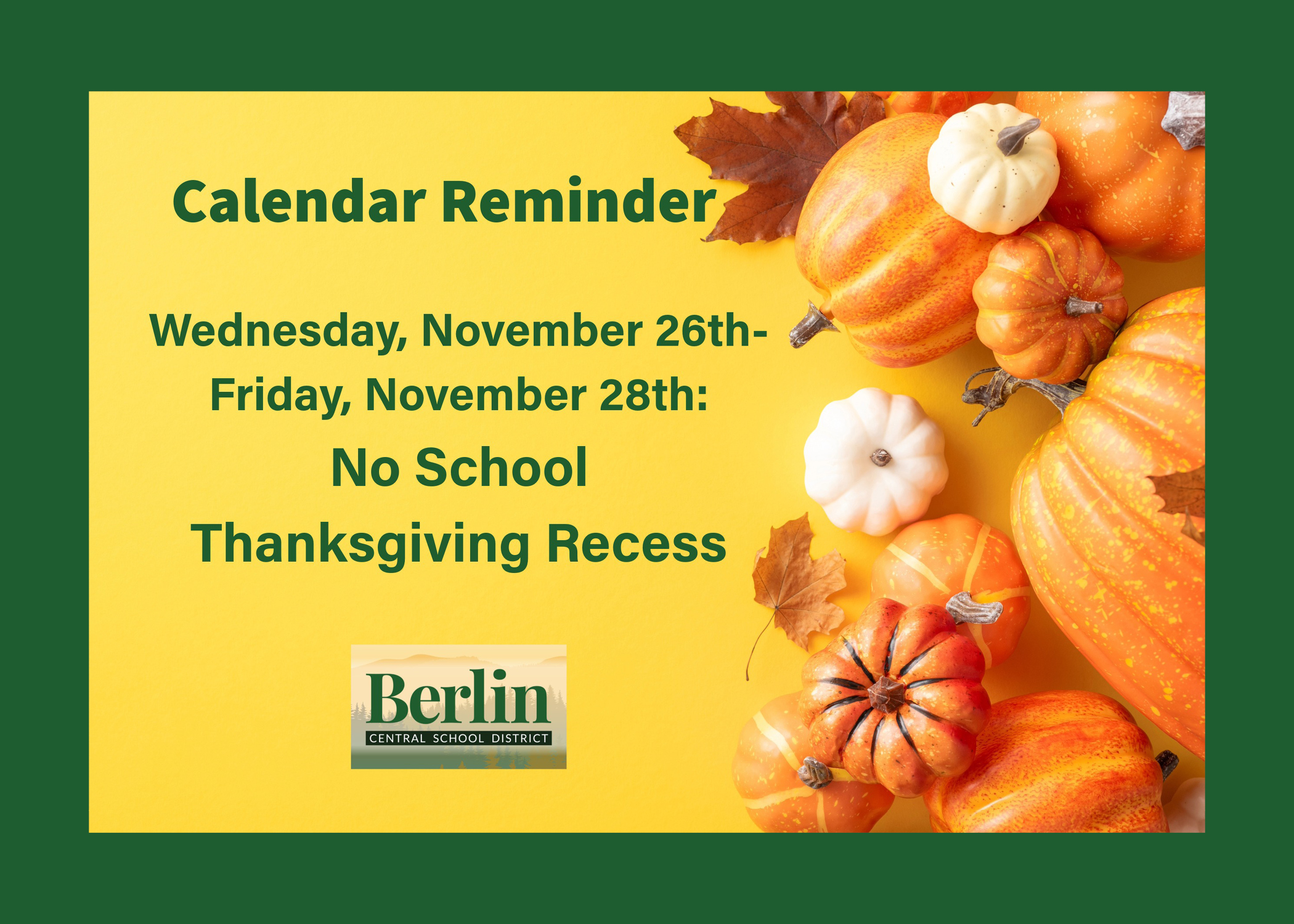 BCSD Calendar Reminder | Berlin Central School District