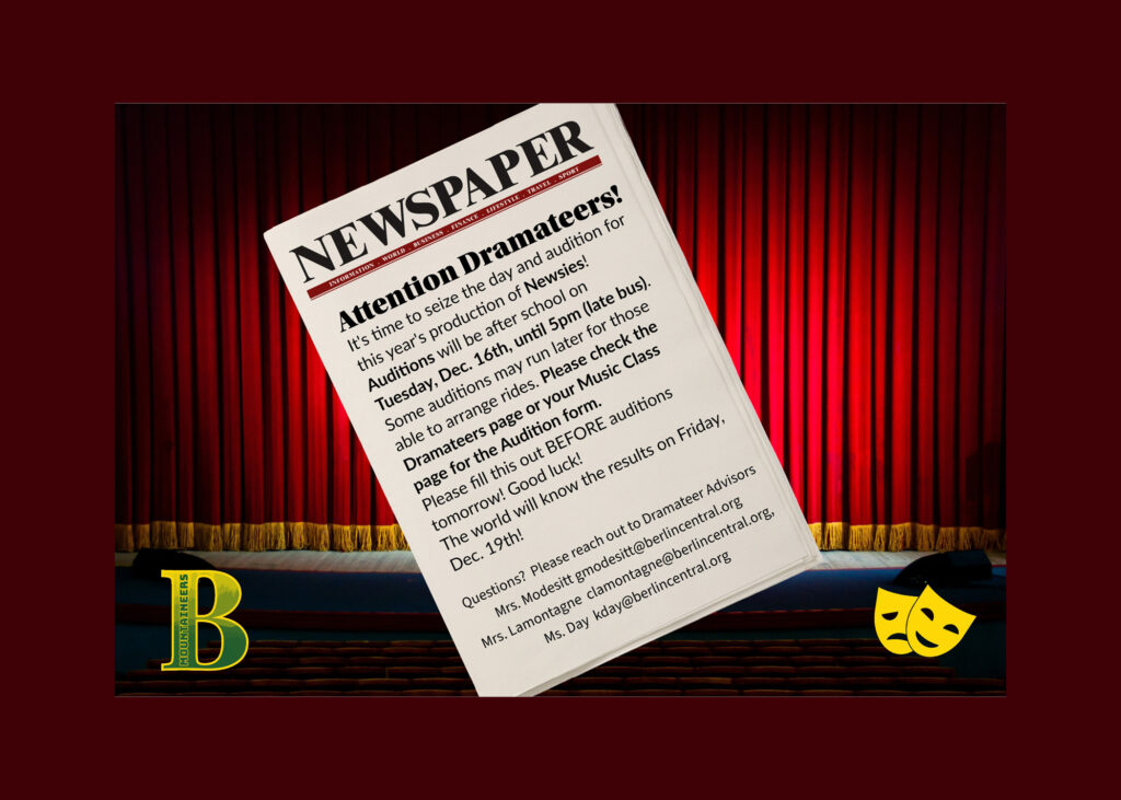 Attention Dramateers! Newsies Auditions 12/16