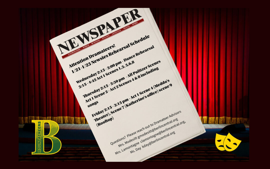 1/21-1/23 Newsies Rehearsal Schedule