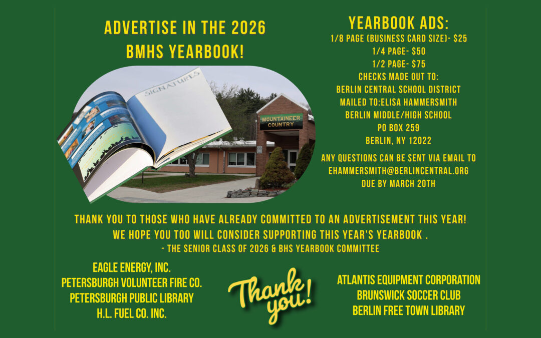 Advertise in the 2026 BMHS Yearbook!