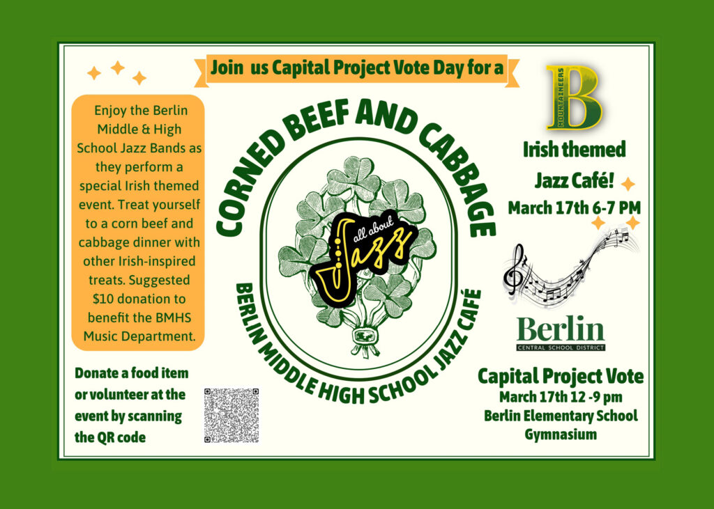 Jazz Corned Beef & Cabbage Café & Capital Project Vote at BES