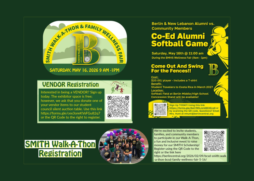 BCSD SMITH Walk-A-Thon, Family Wellness Fair, & COED Community Softball Game 5/16
