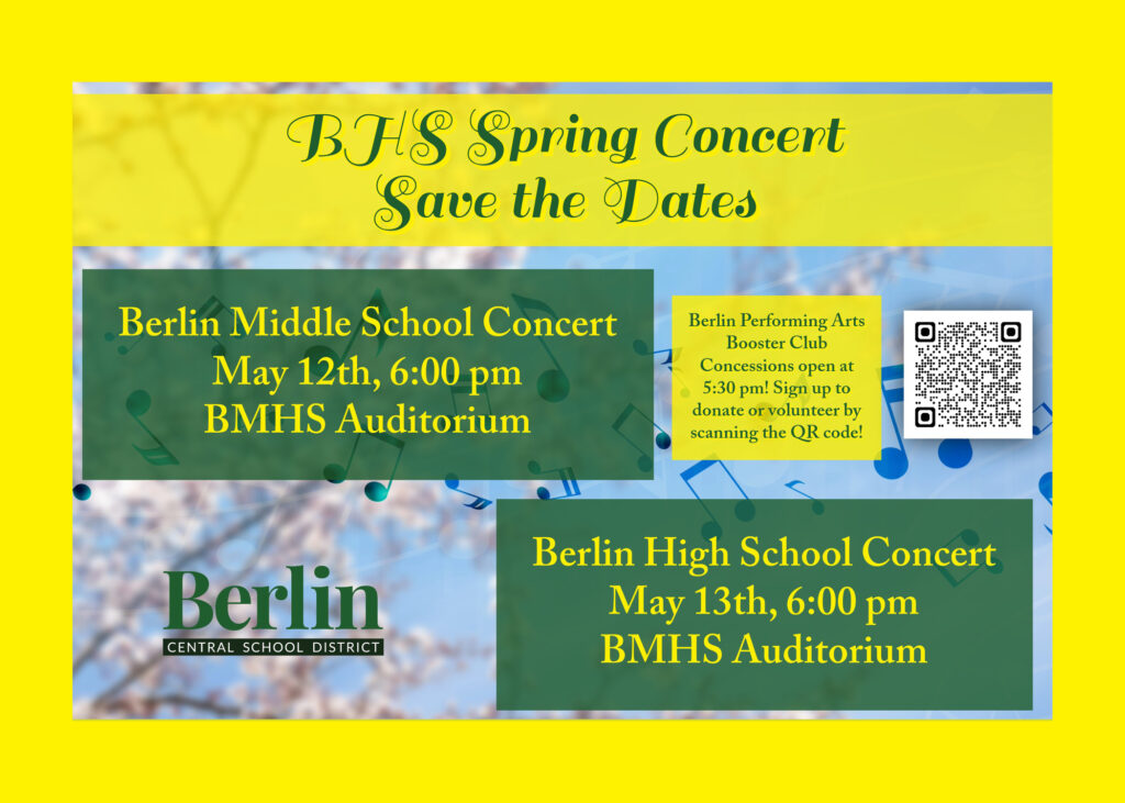 BMHS Spring Concerts Save the Dates and Concession Sign Up