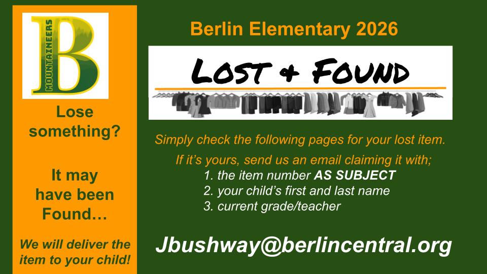 Berlin Elementary School Lost & Found Page