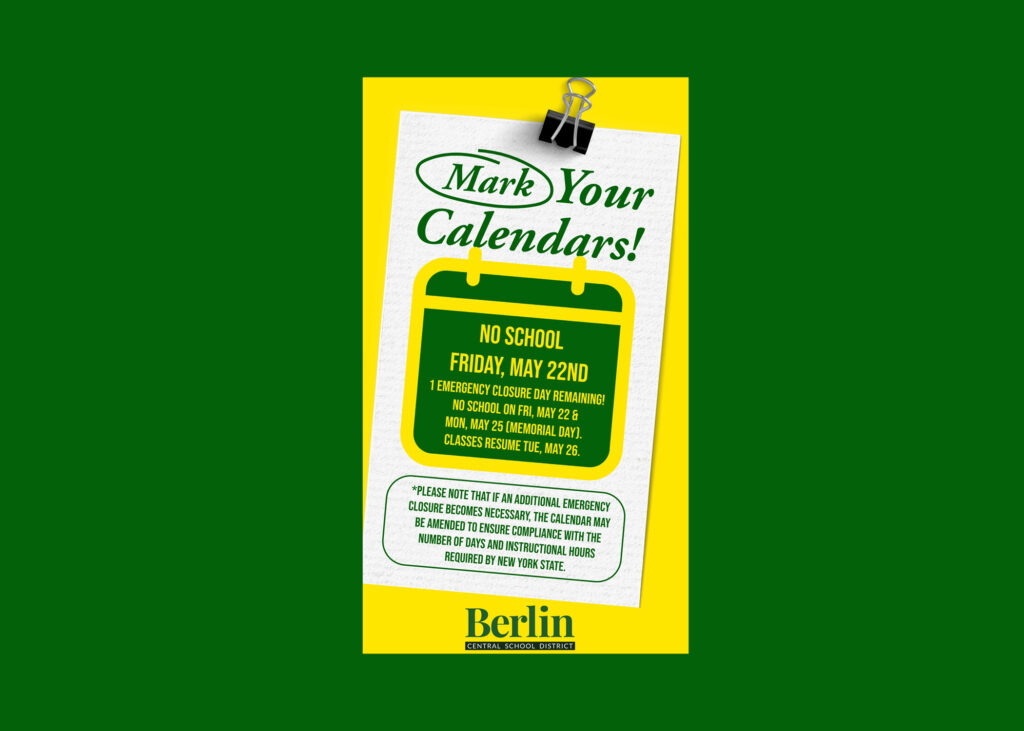 Unused Emergency Closing Day: No School May 22, 2026