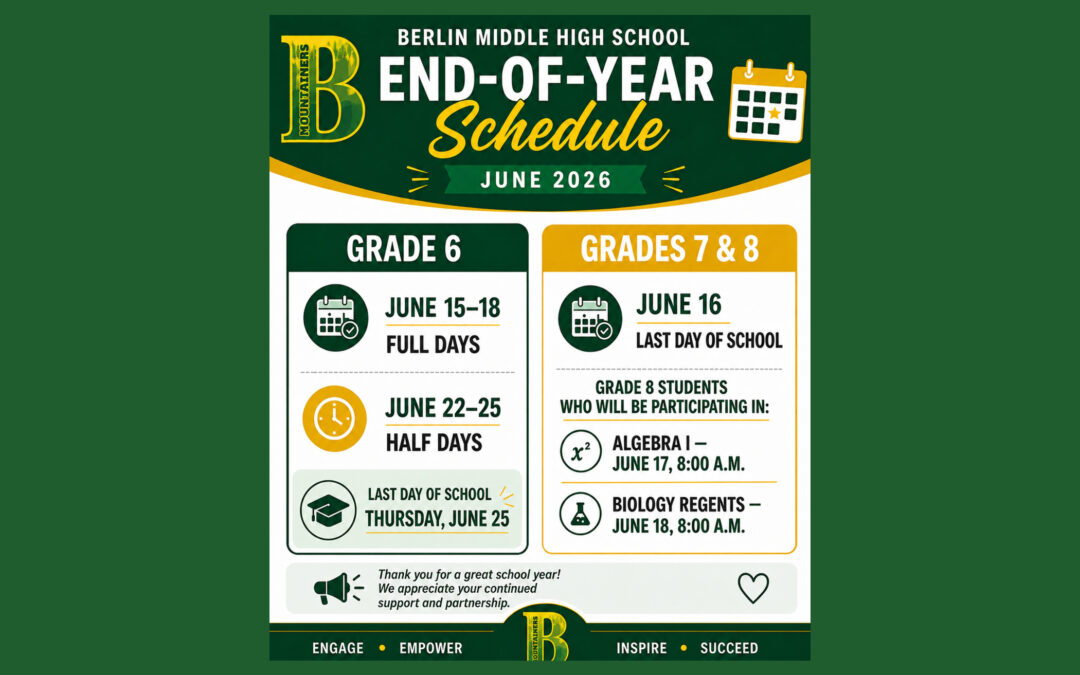 Revised BMHS Grades 7 & 8 End of Year Schedule