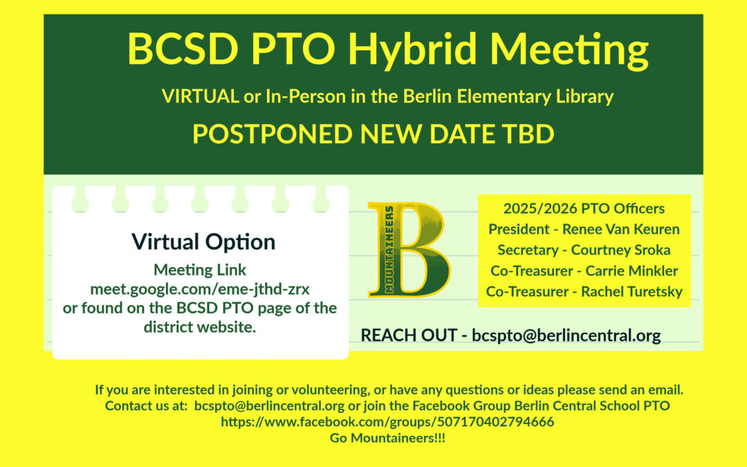 BCSD PTO Virtual Meeting POSTPONED