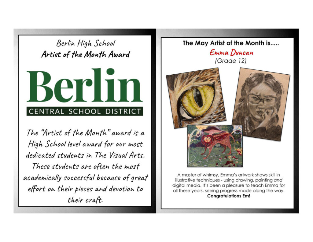 Berlin High School’s Artist of the Month for May 2026