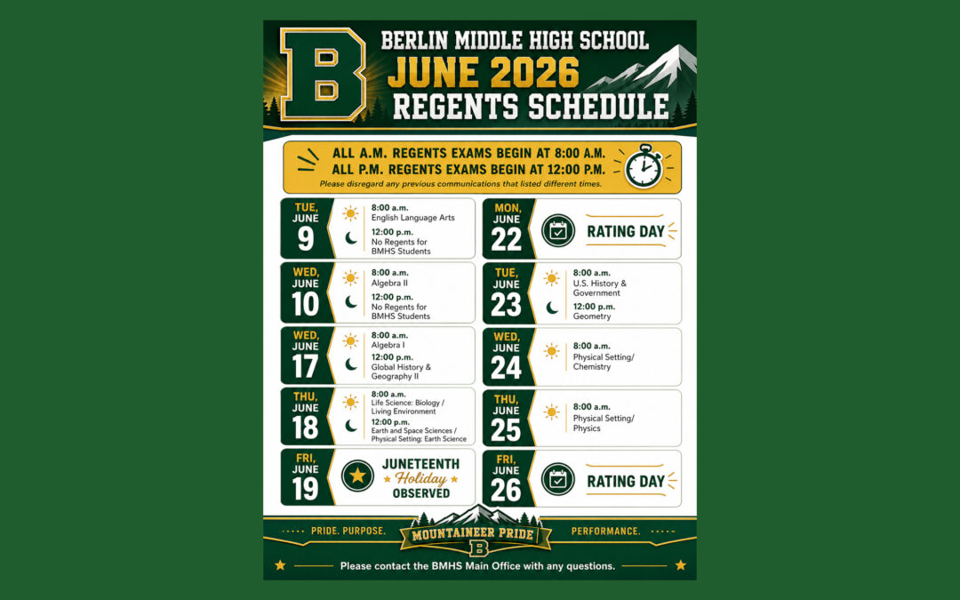 Update Regarding Regent Exam Times