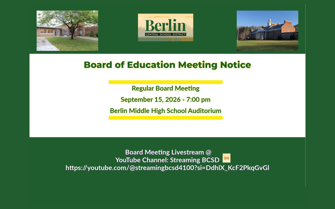 Board of Education Meeting 9/15/26 – 7 PM BMHS