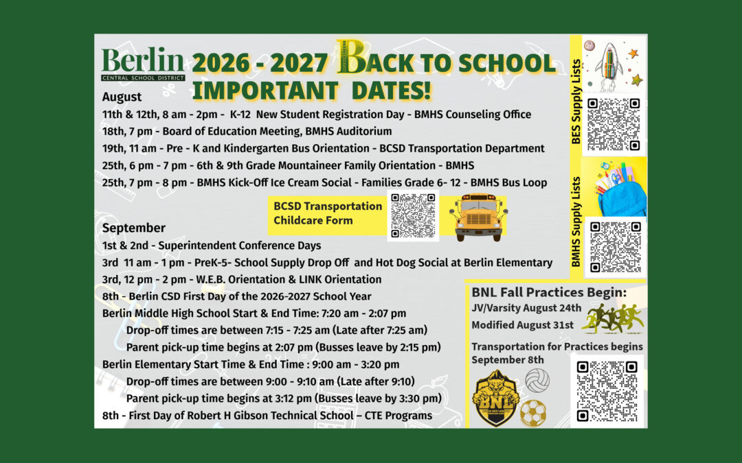 Important Back to School Dates