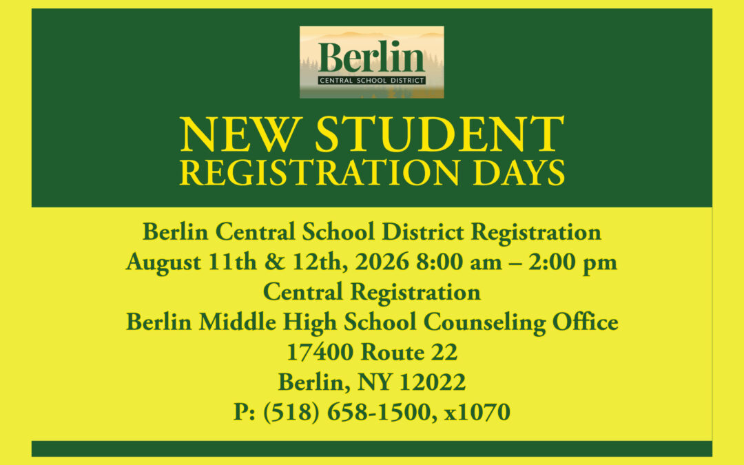 New Student Registration Days 8/11 & 8/12