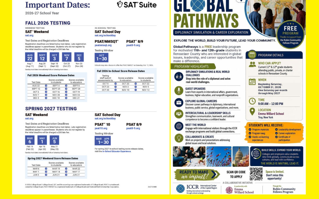 BMHS Counseling Dept. Notices: SAT Information & Global Pathways Opportunity