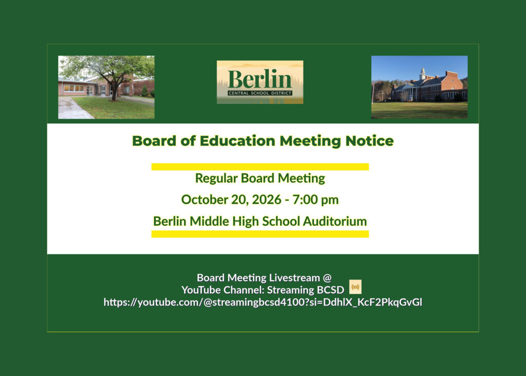 Board of Education October Meeting Notice